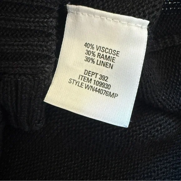 Nordstrom Petite V-Neck Cardigan Sweater Black Long Sleeve Women's S Ramie Linen - Picture 7 of 7